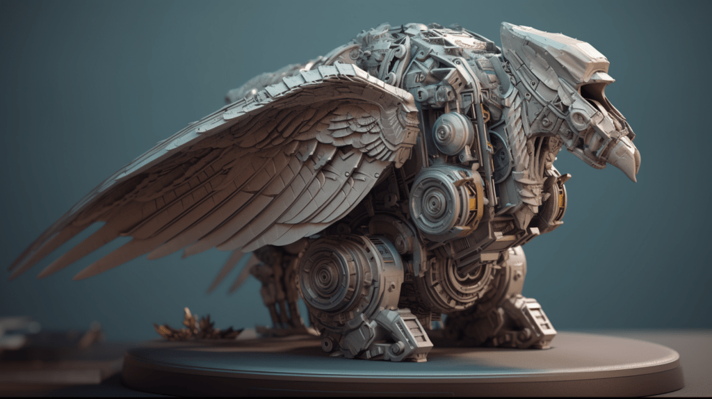 3d model of stone steampunk bird example