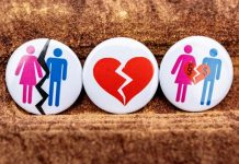 The 7 Ways Divorce Lawyers in OKC Assist Clients to overcome difficult scenarios. three buttons depicting a broken heart, a man and a woman